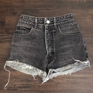 Guess super high waisted distressed black shorts